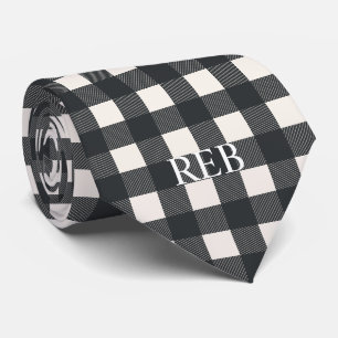 CRAVATE MONOGRAMME MODERNE EN NOIR ET BLANC