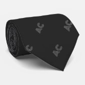 Cravate Monogramme moderne noir et gris (Roulé)