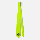Cravate Monogramme moderne noir | Neon Lime jaune (Devant)