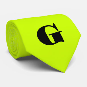 Cravate Monogramme moderne noir   Neon Lime jaune