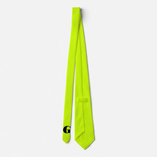 Cravate Monogramme moderne noir | Neon Lime jaune (Dos)
