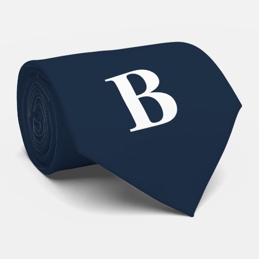 Cravate Monogramme Monogramme tendance Initiales bleu mari (Roulé)