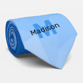 Cravate Monogramme motif de maillage de géométrie bleu cla (Roulé)