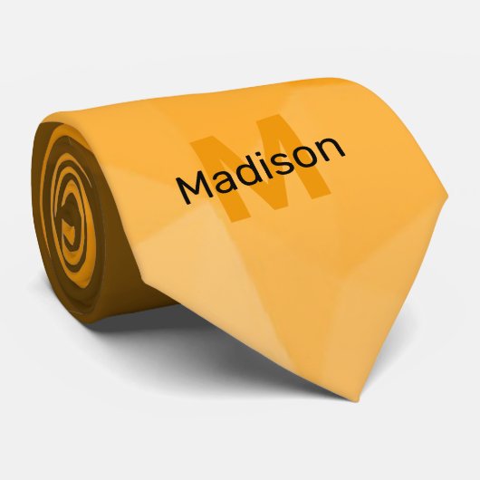 Cravate Monogramme motif de maillage de géométrie orange (Roulé)
