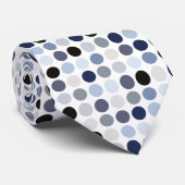 Cravate monogramme motif pois bleu moderne (Roulé)