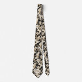 Cravate Monogramme noir, blanc et taupe (Devant)