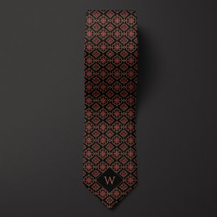 Cravate Monogramme noir et bordeaux orné