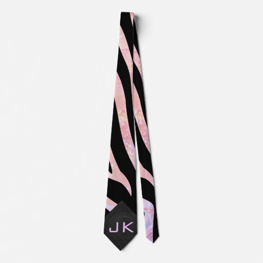 Cravate Monogramme noir et rose Zebra (Devant)