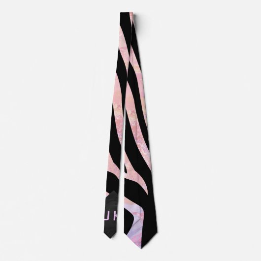Cravate Monogramme noir et rose Zebra (Dos)