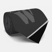 Cravate Monogramme noir gris artistique moderne (Roulé)