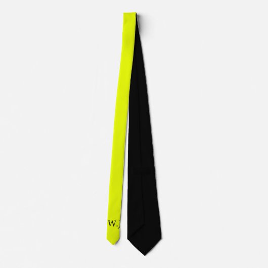 Cravate Monogramme noir jaune fluorescent au néon vibrant (Dos)