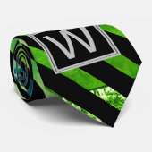 Cravate Monogramme Ombre jaune bleu vert (Roulé)