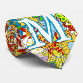 Cravate Monogramme ou nom personnalisé Motif floral (Roulé)