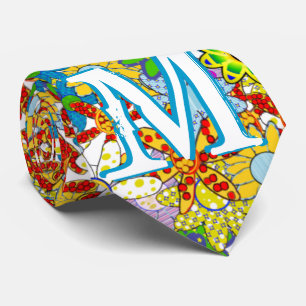 Cravate Monogramme ou nom personnalisé Motif floral