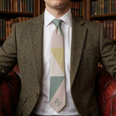 Cravate Monogramme pastel géométrique abstrait moderne