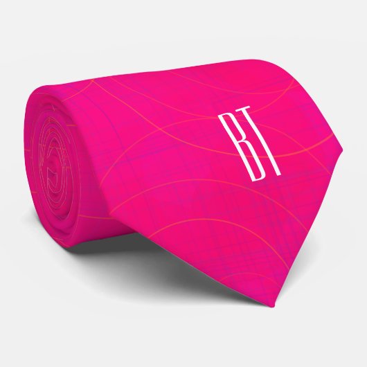 Cravate Monogramme personnalisable Moderne Abstrait Rose (Roulé)