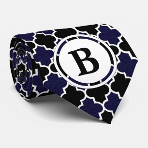 Cravate Monogramme personnalisé bleu marine et noir Cravat