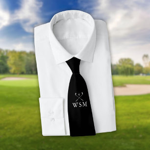 Cravate Monogramme Personnalisé Club De Golf Noir Et Blanc