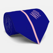 Cravate Monogramme personnalisé | Vertical Pink Stripe on  (Roulé)