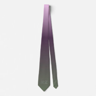 Cravate Monogramme Plum violet vert Ombre dépoli
