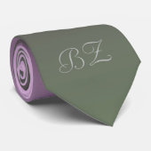 Cravate Monogramme Plum violet vert Ombre dépoli (Roulé)