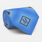 Cravate Monogramme professionnel bleu Motif unique Design (Roulé)