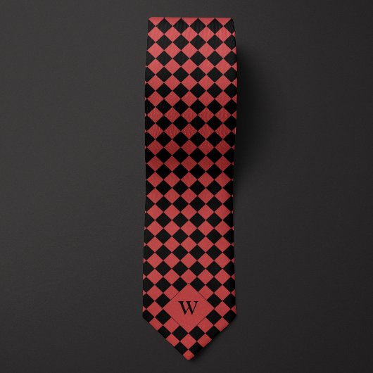 Cravate Monogramme Red Business À damiers