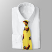 Cravate Monogramme Rooster poulet amusant Jaune Jaune (Attaché)