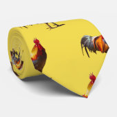 Cravate Monogramme Rooster poulet amusant Jaune Jaune (Roulé)