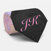 Cravate Monogramme rose clair et noir (Roulé)