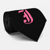 Cravate Monogramme rose J (Roulé)