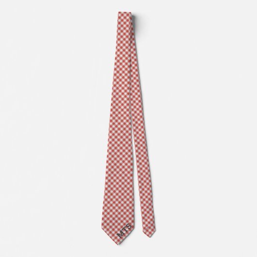 Cravate Monogrammé rouge et blanc En vichy vérifié Décontr (Devant)