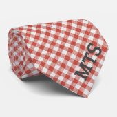 Cravate Monogrammé rouge et blanc En vichy vérifié Décontr (Roulé)