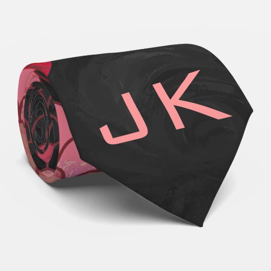 Cravate Monogramme serpent noir et rouge imprimé (Roulé)