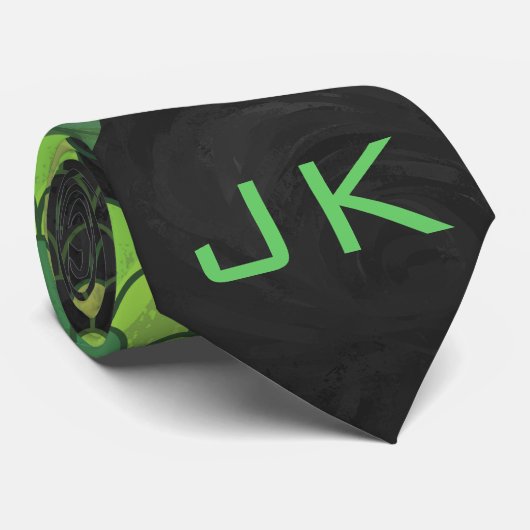 Cravate Monogramme Serpent vert et noir (Roulé)