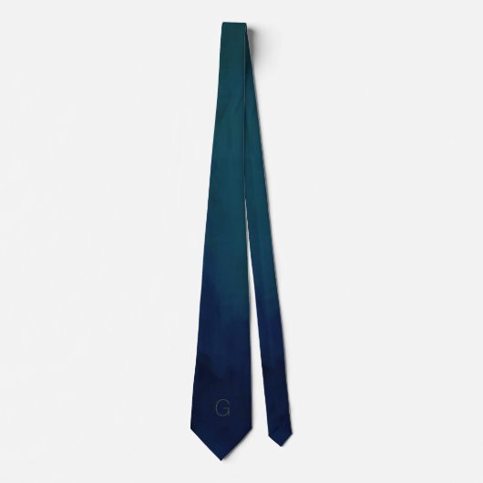 Cravate Monogramme simple bleu foncé élégant (Devant)