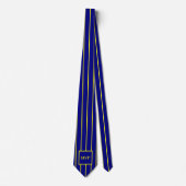 Cravate Monogramme simple bleu marine et jaune (Devant)