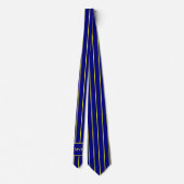 Cravate Monogramme simple bleu marine et jaune (Dos)