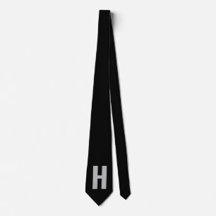 Cravate Monogramme simple surdimensionné initial Noir et g