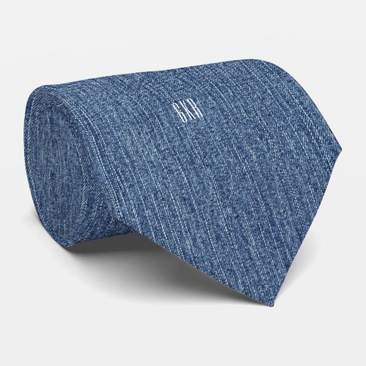 Cravate Monogramme Sm Imprimer sur Denim bleu Imprimer cra (Roulé)
