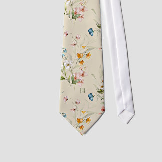 Cravate Monogramme sur une nature morte florale colorée Be
