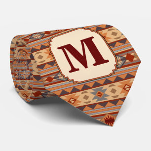 Cravate Monogramme Tan Design Sud-Ouest