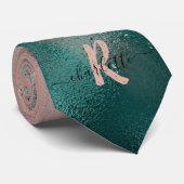 Cravate Monogramme Turquoise et doux Pink Ombre Foil (Roulé)