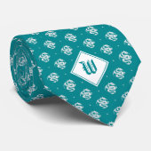 Cravate Monogramme turquoise Icone Dragon (Roulé)
