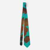 Cravate Monogramme Vache Impression Brown et Turquoise (Dos)