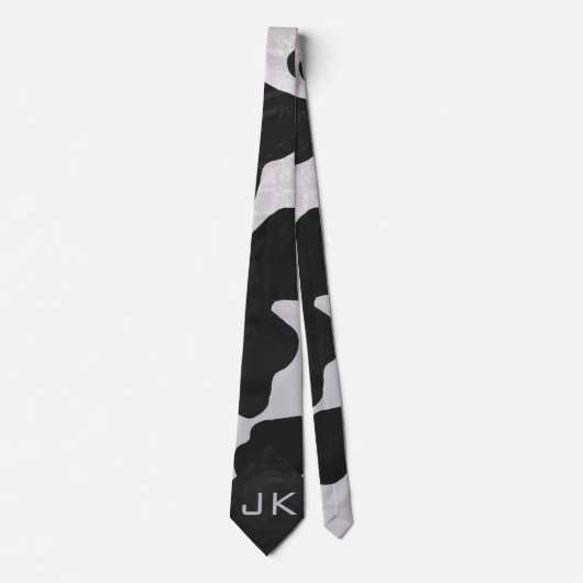 Cravate Monogramme vache noir et blanc (Devant)