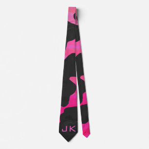 Cravate Monogramme vache rose chaud et noir