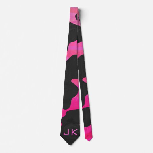 Cravate Monogramme vache rose chaud et noir (Devant)