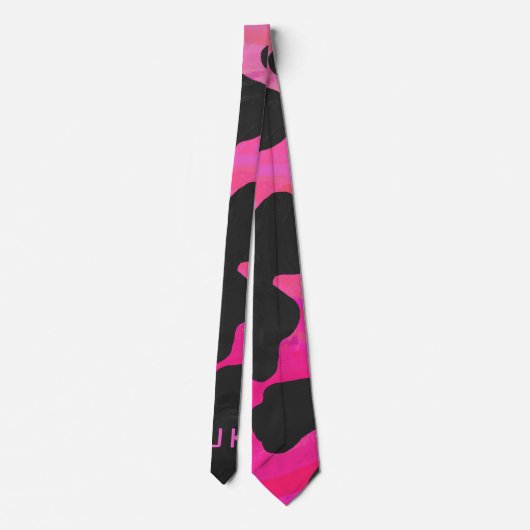 Cravate Monogramme vache rose chaud et noir (Dos)