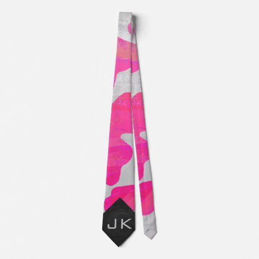 Cravate Monogramme Vache rose et blanc chaud (Devant)